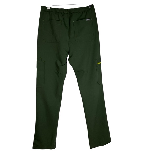 FIGS Cairo Cargo Scrub Pants Moss Green with Lime Contrasts Men's Small - Picture 4 of 6